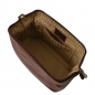Preview: Leder Kulturtasche Smarty gross braun interieur Preview: Leder Kulturtasche Smarty gross braun interieur