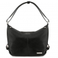 Preview: Leder Beuteltasche Sabrina schwarz Preview: Leder Beuteltasche Sabrina schwarz