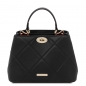 Preview: Leder-Handtasche im Stepp-Design Schwarz front Preview: Leder-Handtasche im Stepp-Design Schwarz front