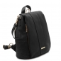 Preview: Leder-Rucksack Schultertasche schwarz seitenansicht Preview: Leder-Rucksack Schultertasche schwarz seitenansicht