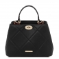 Preview: Leder-Handtasche im Stepp-Design Schwarz Preview: Leder-Handtasche im Stepp-Design Schwarz