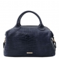 Preview: Handtasche Kroko-Prägung blau Preview: Handtasche Kroko-Prägung blau