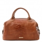 Preview: Handtasche Kroko-Prägung cognac Preview: Handtasche Kroko-Prägung cognac