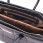 Preview: Handtasche Leder Steppdesign Blau Interieur Preview: Handtasche Leder Steppdesign Blau Interieur