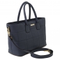 Preview: Handtasche Leder Steppdesign Blau Seitenansicht Preview: Handtasche Leder Steppdesign Blau Seitenansicht