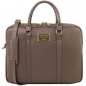 Preview: Saffiano-Leder Aktentasche Prato dunkel-taupe Preview: Saffiano-Leder Aktentasche Prato dunkel-taupe
