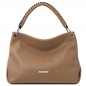 Preview: Leder-Handtasche TL142087 taupe Preview: Leder-Handtasche TL142087 taupe