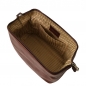 Preview: Leder Kulturtasche Smarty gross braun interieur Preview: Leder Kulturtasche Smarty gross braun interieur