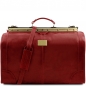 Preview: Leder Reisetasche Maulbügel Madrid groß rot