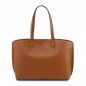 Preview: Tuscany Leather Leder-Shopper XL Cognac Rückseite Preview: Tuscany Leather Leder-Shopper XL Cognac Rückseite