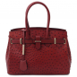 Preview: Tuscany Leather Handtasche Straußenleder-Optik Rot Preview: Tuscany Leather Handtasche Straußenleder-Optik Rot