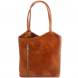 Preview: Leder Schultertasche Rucksack Patty honig Preview: Leder Schultertasche Rucksack Patty honig