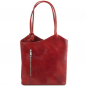Mobile Preview: Leder Schultertasche Rucksack Patty rot