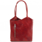 Preview: Leder Schultertasche Rucksack Patty rot Preview: Leder Schultertasche Rucksack Patty rot