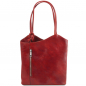 Preview: Leder Schultertasche Rucksack Patty rot