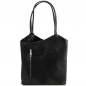 Preview: Leder Schultertasche Rucksack Patty schwarz Preview: Leder Schultertasche Rucksack Patty schwarz