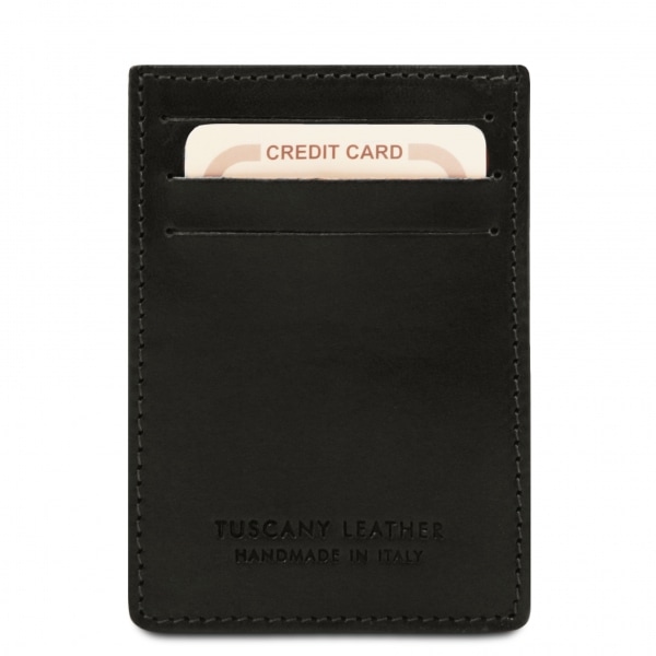 Leder-Etui für Karten mit Scheinklammer schwarz