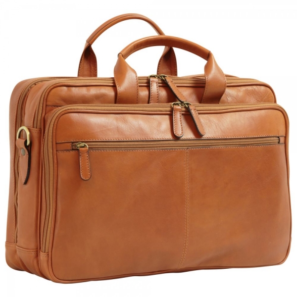 Old Angler Leder-Laptoptasche "Exclusiva" colonial