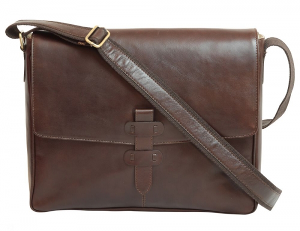 Old Angler Messenger-Bag mit Laptopfach dunkelbraun