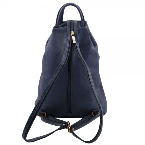 Rucksack "Shanghai" Nappa-Leder dunkelblau Rückseite