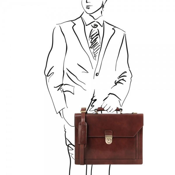 Leder Aktentasche Cremona Outfit
