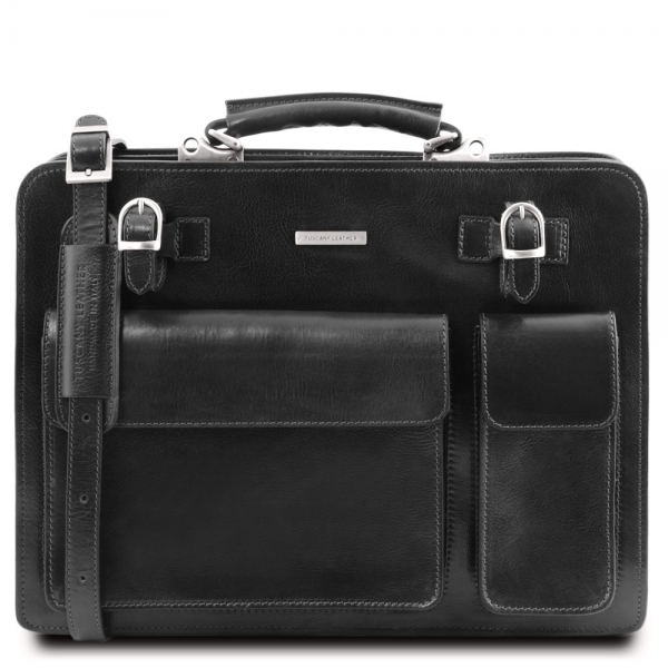Leder Aktentasche Venezia Schwarz