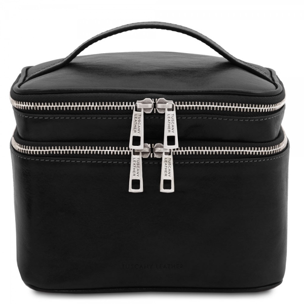Leder Kulturtasche Eliot schwarz