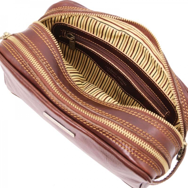 leder kulturtasche igor dunkelbraun interieur