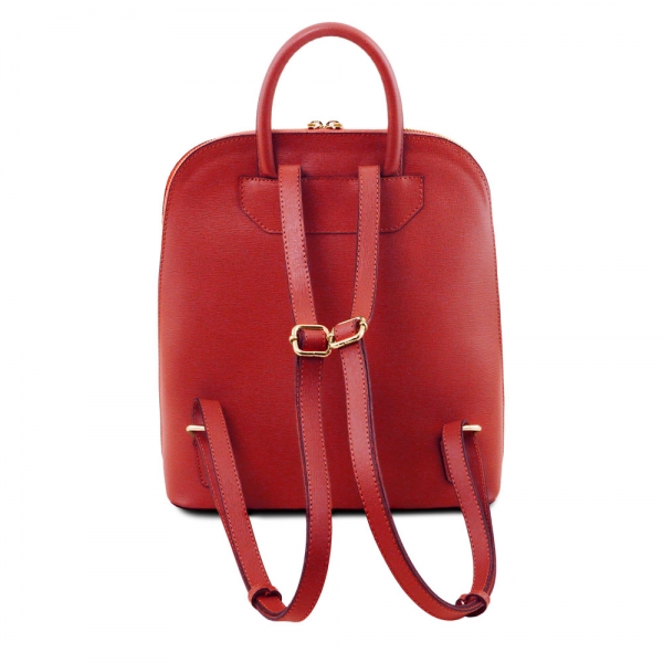 TL Bag Saffiano-Leder Rucksack rot Rückseite