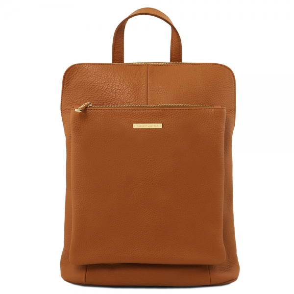 TL Bag Großer Leder-Rucksack cognac