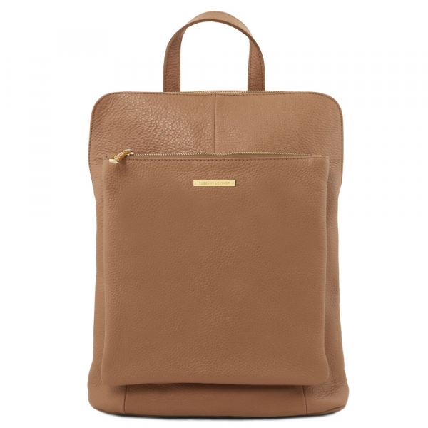 TL Bag Großer Leder-Rucksack taupe
