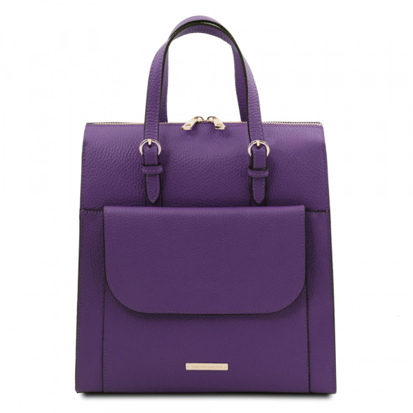 Damen Rucksack Ledertasche 3-in-1 Purple
