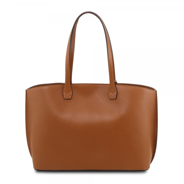 Tuscany Leather Leder-Shopper XL Cognac Rückseite
