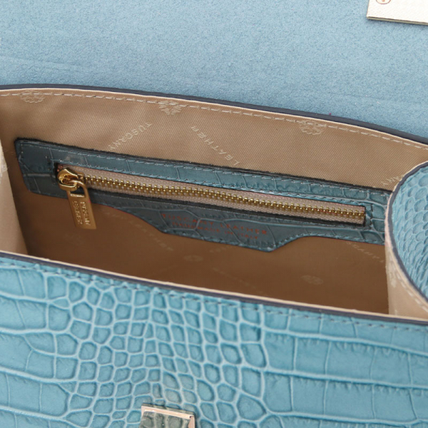 Mini-Handtasche "Atena" Krokostyle Interieur