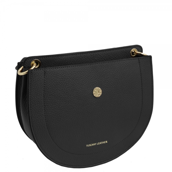 Satteltasche "Tiche" aus Leder schwarz front
