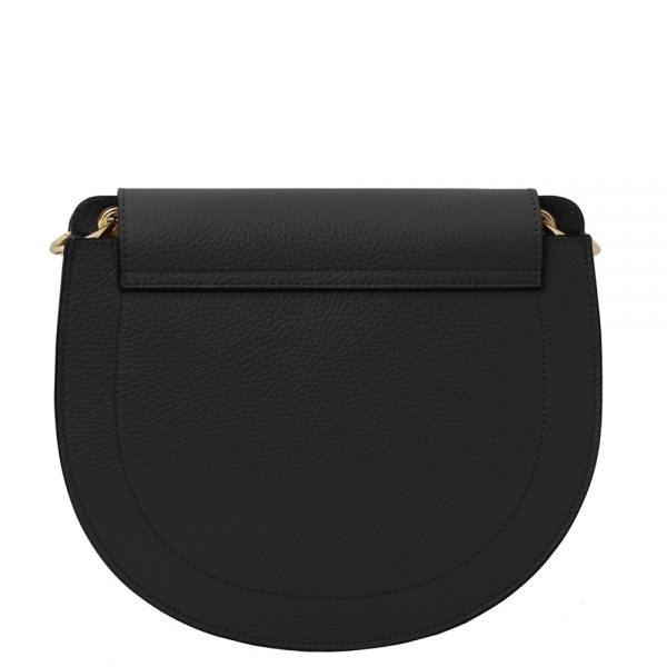 Satteltasche "Tiche" aus Leder schwarz Rückseite