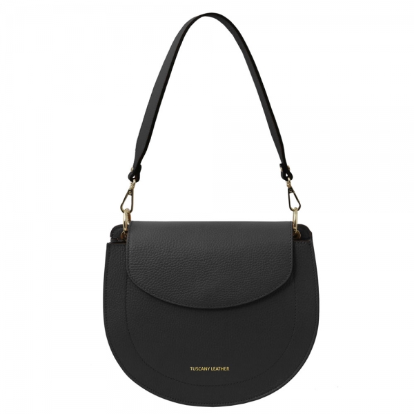 Satteltasche "Tiche" aus Leder schwarz