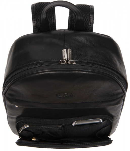TP Rucksack aus Leder mit Tablet-Fach schwarz front