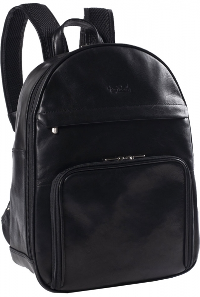 TP Rucksack aus Leder mit Tablet-Fach schwarz