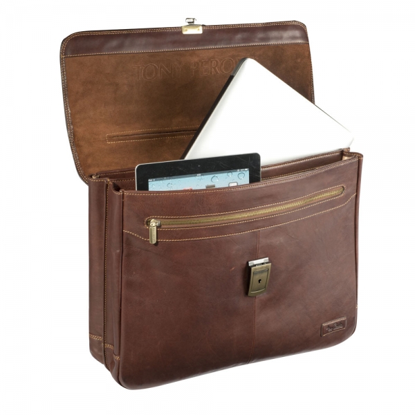 Tony Perotti Laptop-Aktentasche braun Interieur