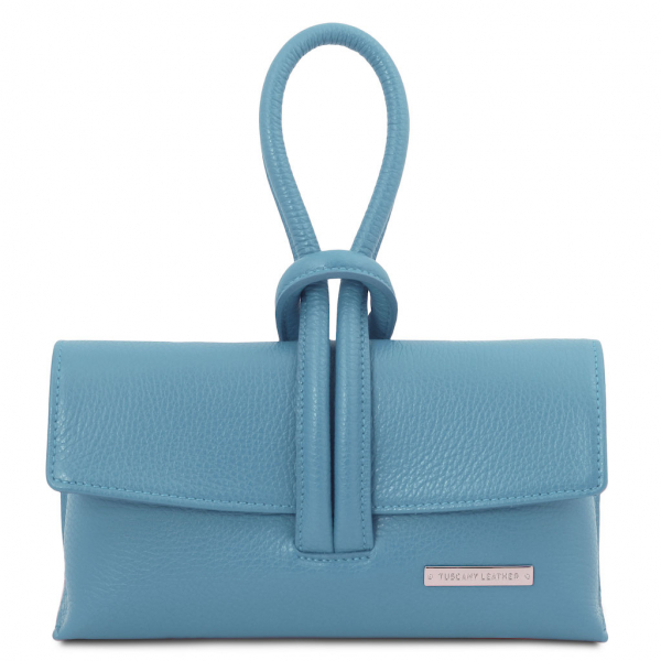 Tuscany Leather Clutch "Springtime" himmelblau