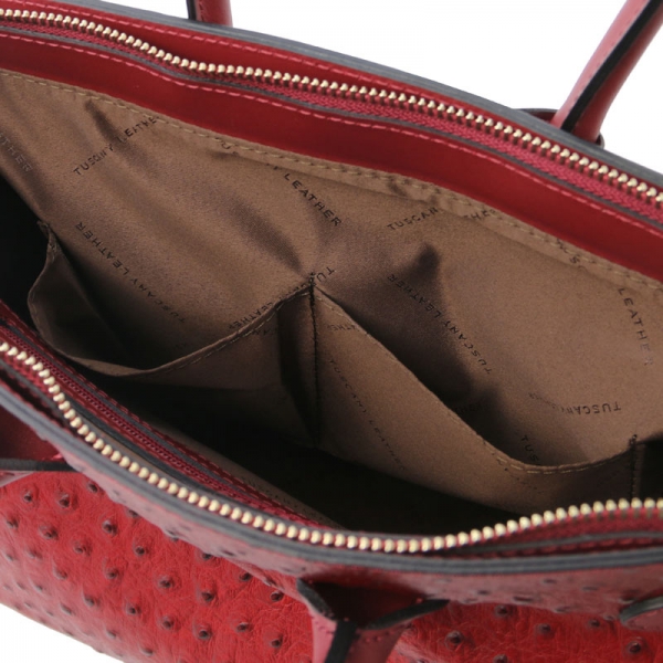 Tuscany Leather Handtasche Straußenleder-Optik Interieur
