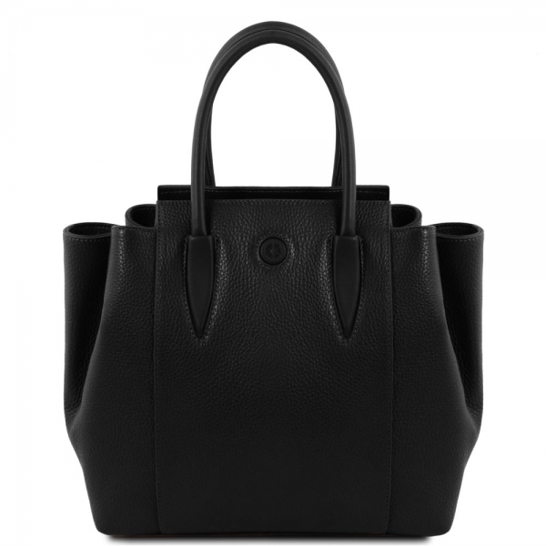 Leder-Handtasche Tulipan schwarz