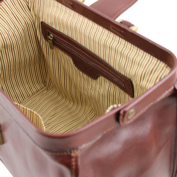 Leder Doktortasche Raffaello braun Interieur
