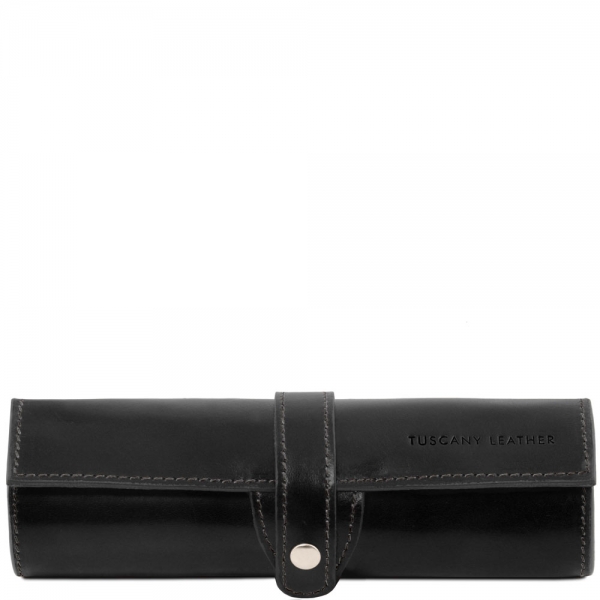 Tuscany Leather Stifte-Etui aus Leder schwarz