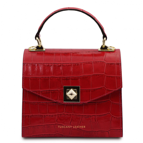 Mini-Handtasche "Atena" Kroko rot