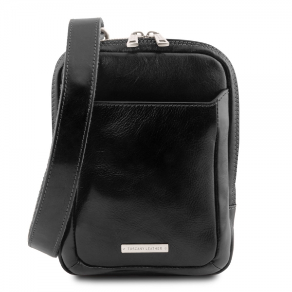 Tuscany Leather Leder Umhängetasche Mark Schwarz