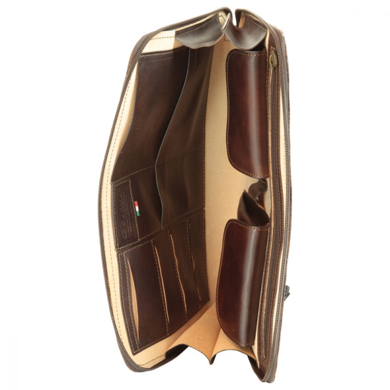 Old Angler Leder Dokumentenmappe dunkelbraun interieur Old Angler Leder Dokumentenmappe dunkelbraun interieur