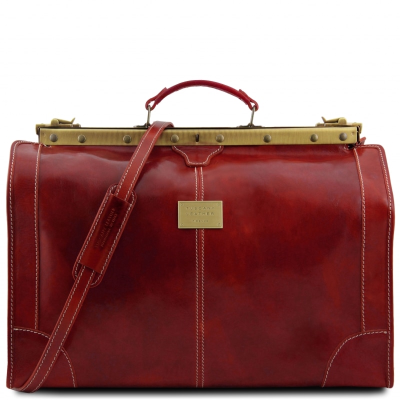 Leder Reisetasche Maulbügel Madrid groß rot Leder Reisetasche Maulbügel Madrid groß rot