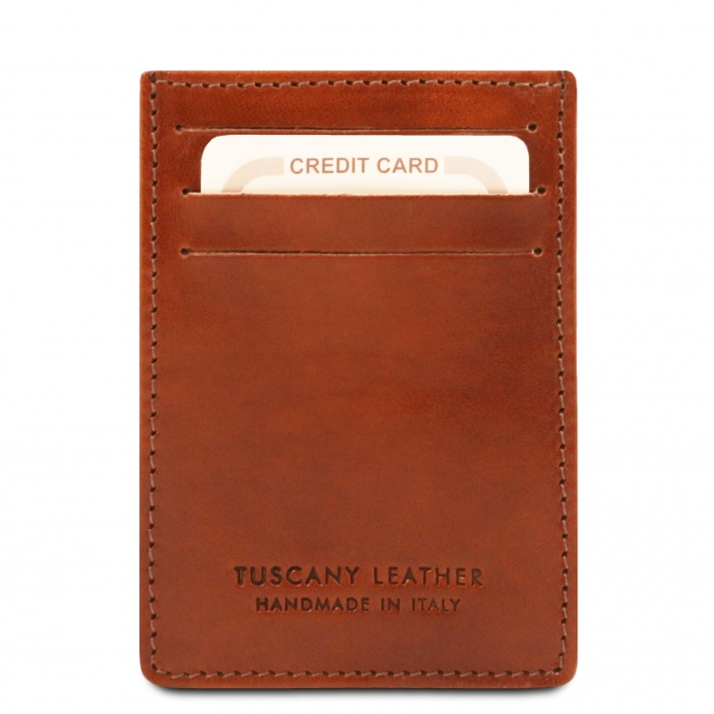 Leder-Etui für Karten mit Scheinklammer braun Leder-Etui für Karten mit Scheinklammer braun